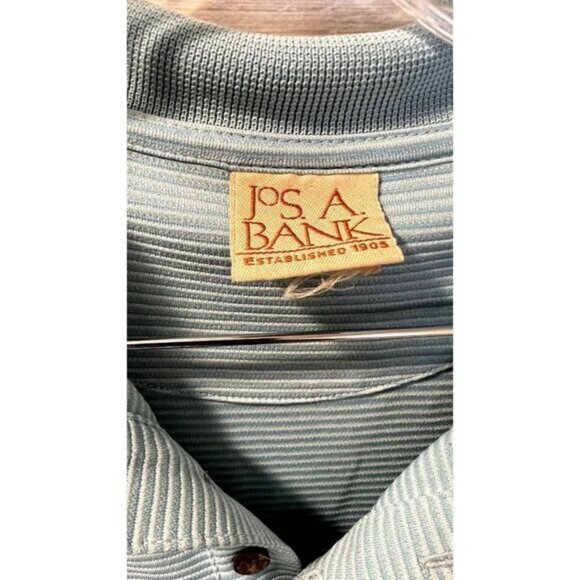Jos A BANK Men's Regular-Fit Short‎ Sleeve Stripe Polo Collared Button Shirt - Picture 6 of 6